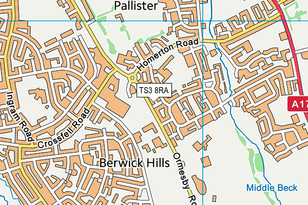 TS3 8RA map - OS VectorMap District (Ordnance Survey)