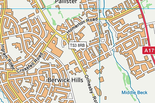 TS3 8RB map - OS VectorMap District (Ordnance Survey)