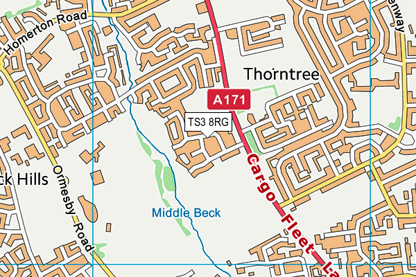 TS3 8RG map - OS VectorMap District (Ordnance Survey)