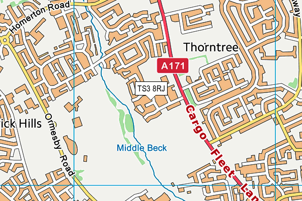 TS3 8RJ map - OS VectorMap District (Ordnance Survey)