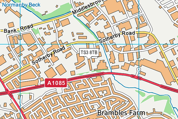 TS3 8TB map - OS VectorMap District (Ordnance Survey)