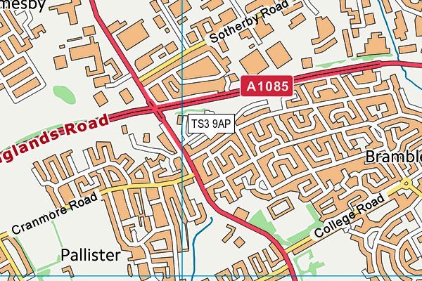 TS3 9AP map - OS VectorMap District (Ordnance Survey)