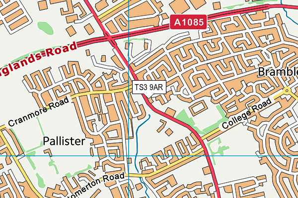 TS3 9AR map - OS VectorMap District (Ordnance Survey)