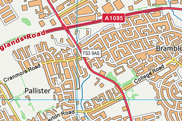 TS3 9AS map - OS VectorMap District (Ordnance Survey)