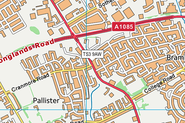 TS3 9AW map - OS VectorMap District (Ordnance Survey)