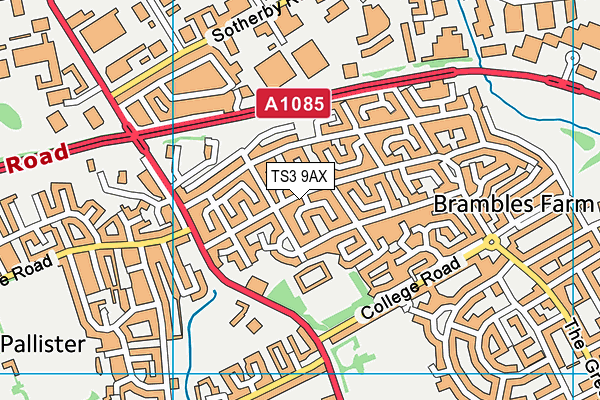 TS3 9AX map - OS VectorMap District (Ordnance Survey)