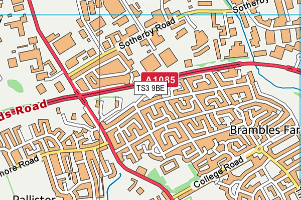 TS3 9BE map - OS VectorMap District (Ordnance Survey)