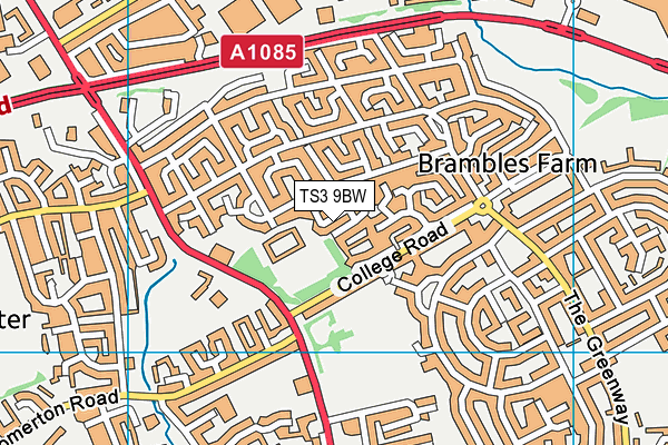 TS3 9BW map - OS VectorMap District (Ordnance Survey)