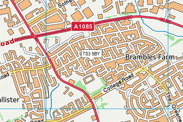 TS3 9BY map - OS VectorMap District (Ordnance Survey)