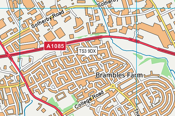 TS3 9DX map - OS VectorMap District (Ordnance Survey)