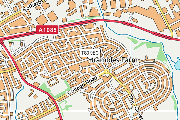 TS3 9EG map - OS VectorMap District (Ordnance Survey)