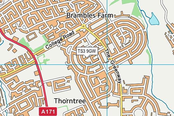 TS3 9GW map - OS VectorMap District (Ordnance Survey)
