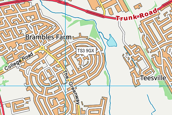 TS3 9GX map - OS VectorMap District (Ordnance Survey)