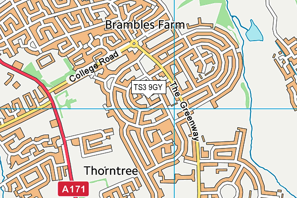 TS3 9GY map - OS VectorMap District (Ordnance Survey)