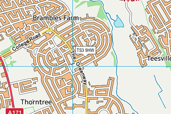 TS3 9HW map - OS VectorMap District (Ordnance Survey)