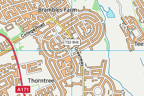 TS3 9HX map - OS VectorMap District (Ordnance Survey)