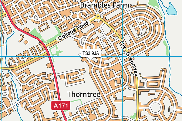 TS3 9JA map - OS VectorMap District (Ordnance Survey)