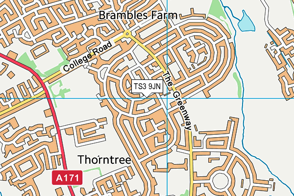 TS3 9JN map - OS VectorMap District (Ordnance Survey)