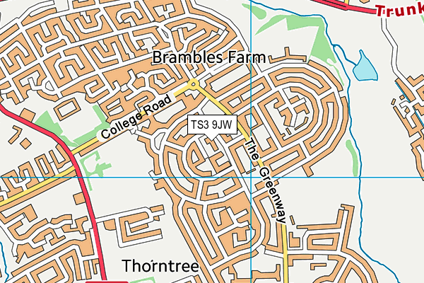 TS3 9JW map - OS VectorMap District (Ordnance Survey)