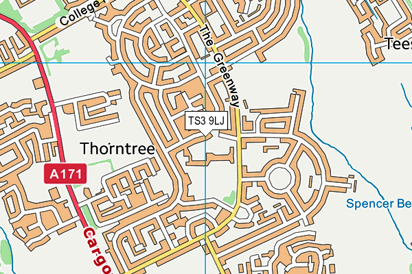 TS3 9LJ map - OS VectorMap District (Ordnance Survey)