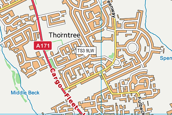 TS3 9LW map - OS VectorMap District (Ordnance Survey)
