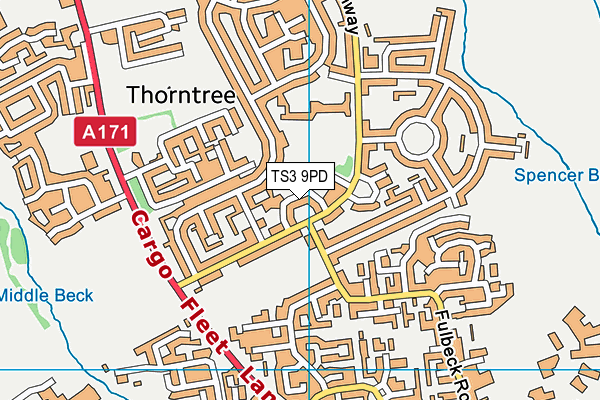 TS3 9PD map - OS VectorMap District (Ordnance Survey)