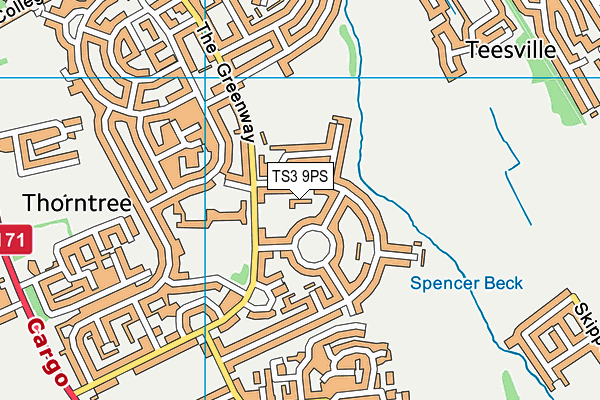 TS3 9PS map - OS VectorMap District (Ordnance Survey)
