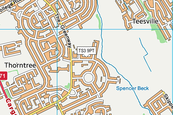 TS3 9PT map - OS VectorMap District (Ordnance Survey)