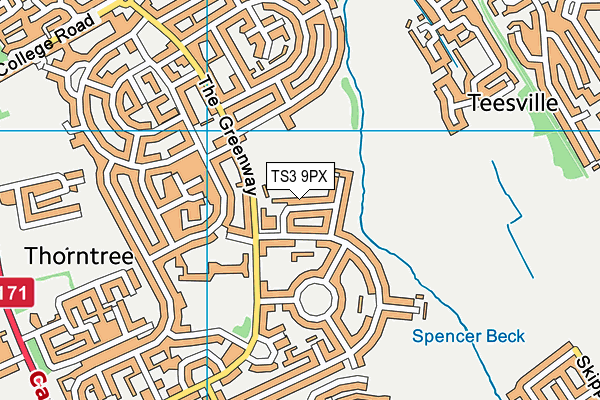 TS3 9PX map - OS VectorMap District (Ordnance Survey)