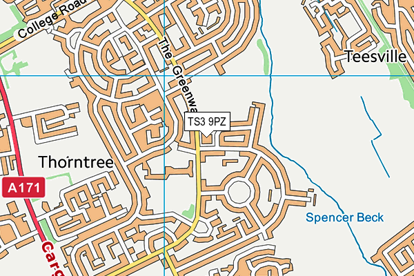 TS3 9PZ map - OS VectorMap District (Ordnance Survey)