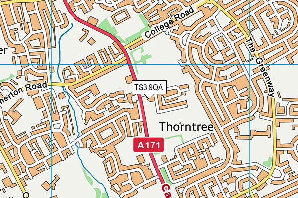 TS3 9QA map - OS VectorMap District (Ordnance Survey)