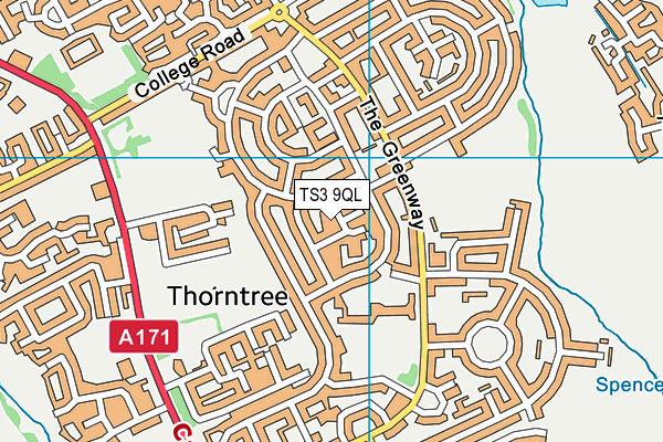 TS3 9QL map - OS VectorMap District (Ordnance Survey)