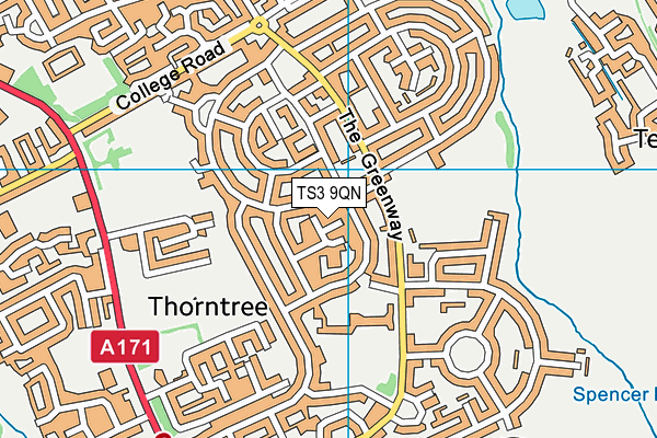 TS3 9QN map - OS VectorMap District (Ordnance Survey)