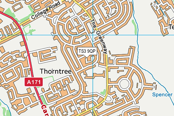 TS3 9QP map - OS VectorMap District (Ordnance Survey)