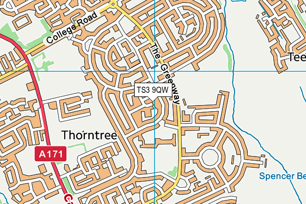 TS3 9QW map - OS VectorMap District (Ordnance Survey)