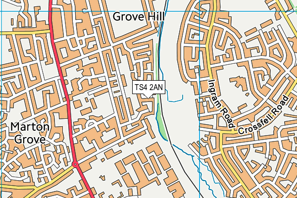 TS4 2AN map - OS VectorMap District (Ordnance Survey)