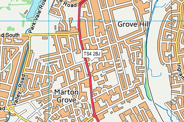 TS4 2BJ map - OS VectorMap District (Ordnance Survey)