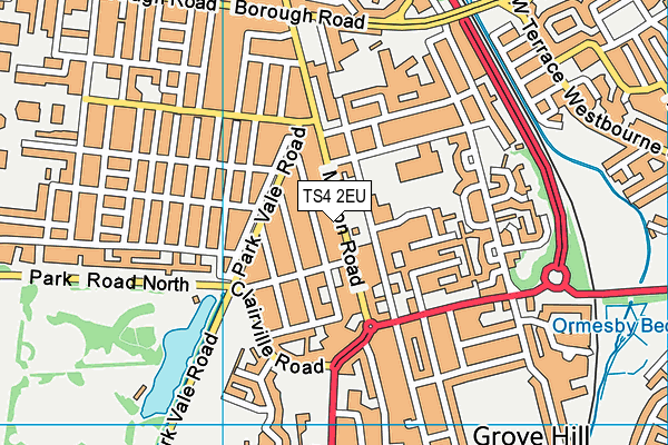 TS4 2EU map - OS VectorMap District (Ordnance Survey)