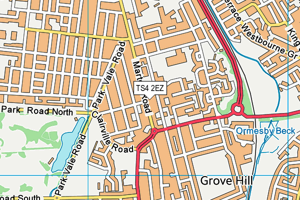 TS4 2EZ map - OS VectorMap District (Ordnance Survey)