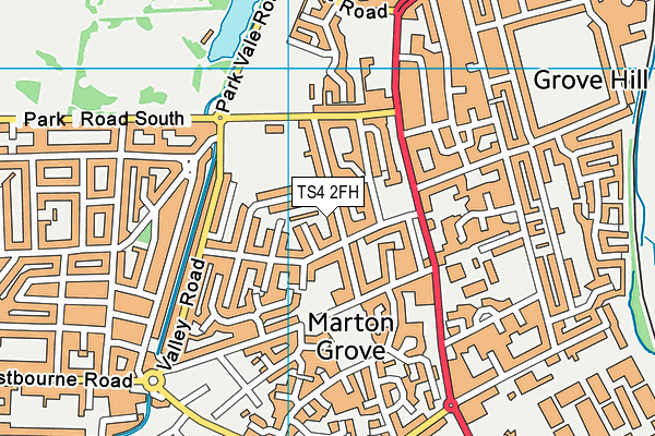 TS4 2FH map - OS VectorMap District (Ordnance Survey)