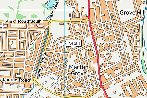 TS4 2FJ map - OS VectorMap District (Ordnance Survey)