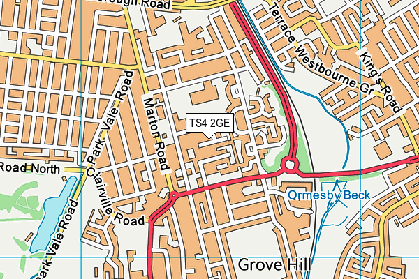 TS4 2GE map - OS VectorMap District (Ordnance Survey)