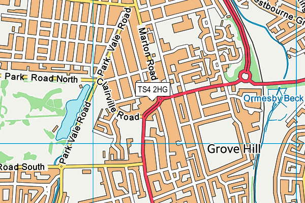 TS4 2HG map - OS VectorMap District (Ordnance Survey)