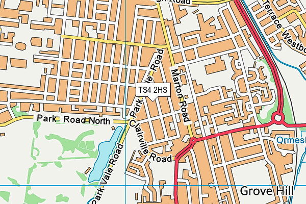 TS4 2HS map - OS VectorMap District (Ordnance Survey)