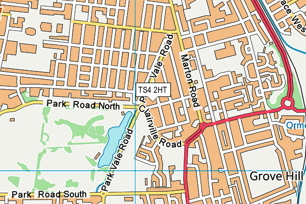 TS4 2HT map - OS VectorMap District (Ordnance Survey)