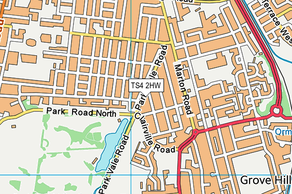 TS4 2HW map - OS VectorMap District (Ordnance Survey)