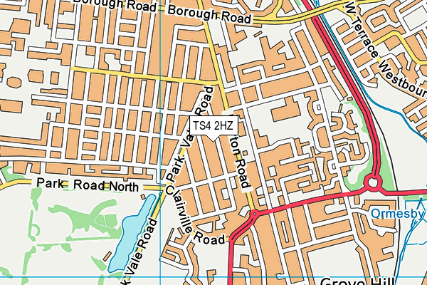 TS4 2HZ map - OS VectorMap District (Ordnance Survey)