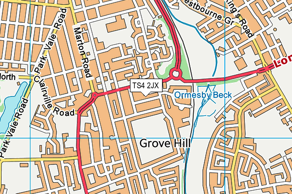 TS4 2JX map - OS VectorMap District (Ordnance Survey)