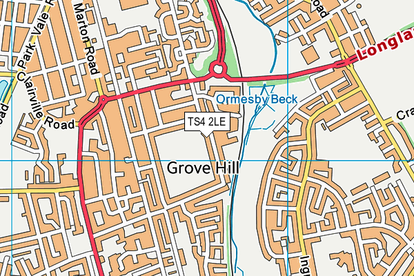 TS4 2LE map - OS VectorMap District (Ordnance Survey)