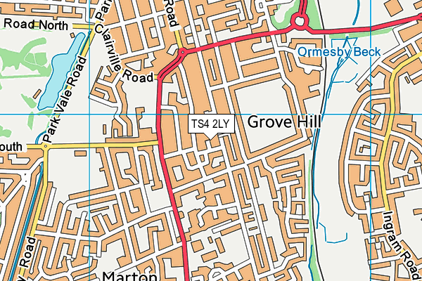 TS4 2LY map - OS VectorMap District (Ordnance Survey)